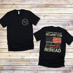 It Doesn't To Be Rewritten It Needs To Be Reread Shirt, 1776 Shirt, American History 1776, Vintage USA Flag 1776, We The People T-Shirt,1776