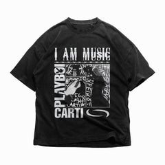 Playboi Carti T-SHIRT, I Am Music T Shirt, Rap Tee Concert Merch Whole Lotta Red Die Lit, Rare Hip Hop Graphic Print