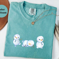 Cute Snowman T-Shirt, Winter Snowmen Tee, Christmas Cartoon Snowman Shirt, Holiday Unisex Top