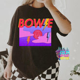 Bowie Lightning Bolt Tee | Neon 80s Retro Comfort Colors Shirt | DTG Printed Pop Rock Graphic Tee