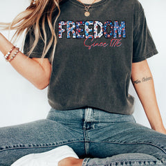 Floral Freedom 4th of July Usa Flag Shirt, Floral Flag T-Shirt, 4th of July Graphic Tee, Women's 4th of July Tee Gift,American Flag Crewneck