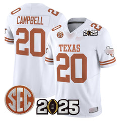T.Longhorns #20 Earl Campbell 2025 CFP Final Patch Fan Jersey