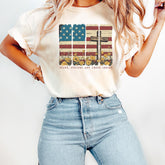 Christian Patriotic T-Shirt,American Flag and Cross Tee, One Nation Under God Shirt, Religious Shirt,Patriotic Red White And Blue Crewneck