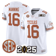 T.Longhorns #16 Arch Manning 2025 CFP Final Patch Fan Jersey