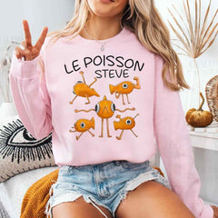 Le Poisson Steve Fish Paint Shirt, Fun Humor Sweatshirt, Playful Animal Shirt, Cute Animal Shirt, Gift For Her