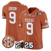 T.Longhorns #9 Jerrick Gibson 2025 CFP Final Patch Fan Jersey