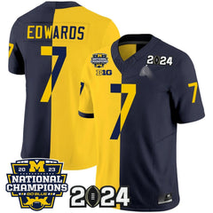 M.Wolverines #7 Donovan Edwards 2024 & National Champions Patch Fan Jersey