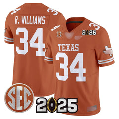 T.Longhorns #34 Ricky Williams 2025 CFP Final Patch Fan Jersey