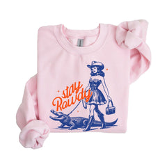 Stay Rowdy Shirt, Cowgirl with Alligator Sweatshirt, Say Howdy Get Rowdy Tshirt, Western Sweater, Country Girl Bachelorette Party Crewneck'1855962040