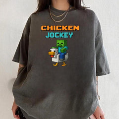 Chicken Jockey Minecraft Meme Shirt, Vintage Movie Tee, Minecraft Tee, Funny Movie Shirt, Gamer Shirt