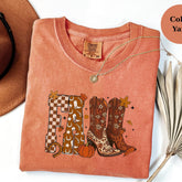 Western Fall Shirt | Cowboy Boots Fall Graphic Tee | Country Autumn Comfort Colors T-Shirt | Pumpkin Season Western Shirt