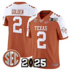 T.Longhorns #2 Matthew Golden 2025 CFP Final Patch Fan Jersey