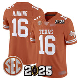 T.Longhorns #16 Arch Manning 2025 CFP Final Patch Fan Jersey