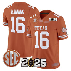 T.Longhorns #16 Arch Manning 2025 CFP Final Patch Fan Jersey