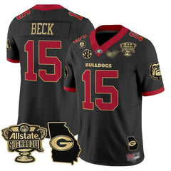 G.Bulldogs #15 Carson Beck 2024 Sugar Bowl & Georgia Map Patch Limited Jersey