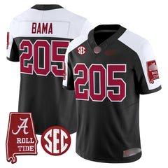 A. Crimson Tide #205 Bama 2025 Roll Tide & Sec Patch Fan Jersey