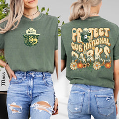 Comfort Colors Protect Our National Parks Shirt, 2 Sides Environmental Activism Tee, National Park Resist Bear Tee