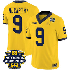 M.Wolverines #9 J. J. McCarthy 2023 National Champions Patch Fan Jersey