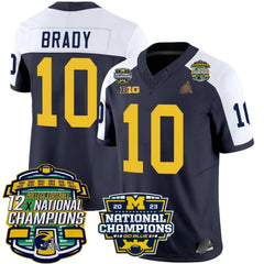 M.Wolverines #10 Tom Brady Corum 12x National Champions Patch Vapor Jersey