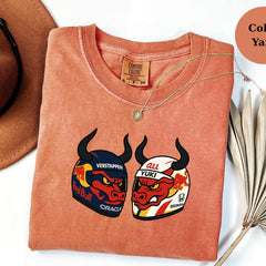 RedBull Helmet Duo Racing Tee � Funny F1 Driver Helmet Art Shirt