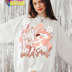 Wild Soul Crew | Punchy Cowgirl | Cow Print | Lips | Floral Crewneck Shirt, Sweatshirt, Hoodie