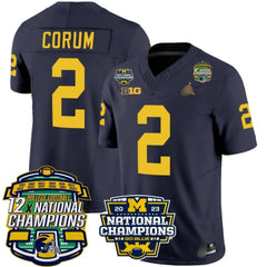 M.Wolverines #2 Blake Corum 12x National Champions Patch Vapor Jersey