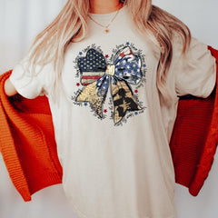 Coquette USA Bow Shirt,America Bow T-Shirt, Memorial Day Tee Gift, USA Shirt, Election Shirt,Patriotic Bow Shirt,Red White And Blue Crewneck