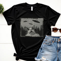Cat and UFOs, Graphic Tees, Funny Shirts, Mens Tshirt, Graphic Tshirts, Tshirt Gifts, Tshirts, Novelty Tshirts, Mens Tshirt Gifts, Weird Tee
