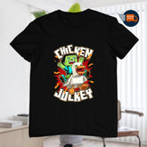 Chicken Jockey T-Shirt, Gift for Game Lover Chicken, Quirky Cotton Graphic Tee, Hilarious Gaming Gift For Kids Men Women