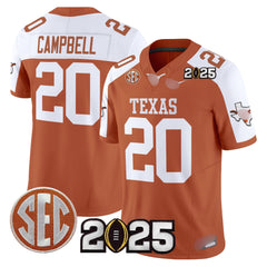 T.Longhorns #20 Earl Campbell 2025 CFP Final Patch Fan Jersey