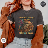 Comfort Colors Princess Donut & Mongo Shirt, Dungeon Crawler Carl Inspired Shirt, Dungeon RPG Meme Tee, LitRPG , Cat Riding Dinosaur