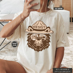 Smokey Bear Resist TShirt - Smokey The Bear Shirt Women - National Park Shirt oversized - Resistance Shirt Women - Environmental T-Shirts