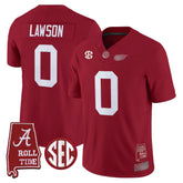 A. Crimson Tide #0 Deontae Lawson 2025 Roll Tide & Sec Patch Fan Jersey
