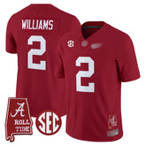 A. Crimson Tide #2 Ryan Williams 2025 Roll Tide & Sec Patch Fan Jersey