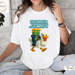 Chicken Jockey Pixel Art Shirt, Trump Chicken Jockey shirt, Hilarious Gaming Gift, Minecraft Movie shirt, Sweatshirt, Hoodie