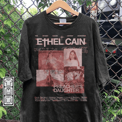 a black t - shirt with a picture of a woman on it