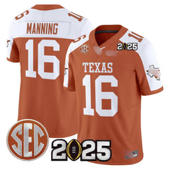 T.Longhorns #16 Arch Manning 2025 CFP Final Patch Fan Jersey