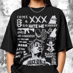 Juice WRLD Vintage Doodle Shirt, 90s Bootleg Rap Graphic Tee, Retro Hip-Hop Fan Gift, Unisex Streetwear T-Shirt