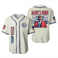 Voting For The Felon Daddy's Home White House Trump MAGA 2024 Jersey Shirt V2 - Shirt King
