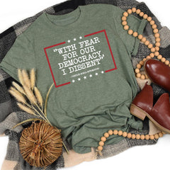 Democracy Tshirt, With Fear For Our Democracy I Dissent Shirt,Justice Sonia Sotomayor Quote Tee,Pro Justice Sweatshirt, Trendy Shirt, Womens
