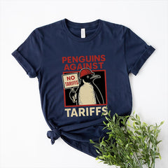 Penguins Against Tariffs Shirt, Funny Anti Trump V-neck, Subtle FDT Shirt, Resistance Tee Anti-MAGA Protest Shirt, Heard Island