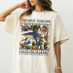 Italian Brainrot Funny Meme T-Shirt, Shark Sneaker Dank Memes Tshirt, Brainrot Unisex Shirt Shirt, Unhinged Clothes, Funny T-shirt 14425MD62