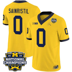 M.Wolverines #0 Mike Sainristil 2023 National Champions Patch Fan Jersey