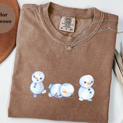 Cute Snowman T-Shirt, Winter Snowmen Tee, Christmas Cartoon Snowman Shirt, Holiday Unisex Top