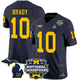M.Wolverines #10 Tom Brady B1G & 2023 National Champions Patch Fan Jersey