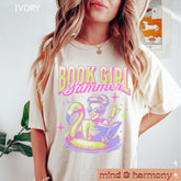 Bookish Girl Summer Comfort Colors Shirt, Coconut Aesthetic Book Lover Bookworm Gift Funny Reader Tee Trendy Oversized TShirt Vacation Top