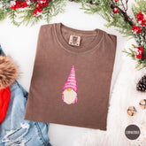 Pink Christmas Gnome Tee, Cute Holiday Gnome Shirt, Winter Cozy Graphic T-Shirt Gift