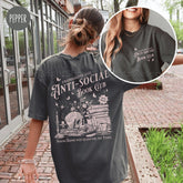 Anti-social Book Club Comfort Colors Shirt for Introverted Romance Reader Vintage Distressed Reading T-shirt Bookish for Book Lover Gift