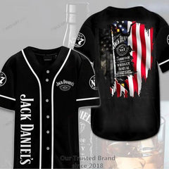 Jack Daniels Whiskey Baseball Jersey American Proud Collection- American Whiskey Lovers Button Down Jersey Short Sleeve Baseball Jersey - Shirt King