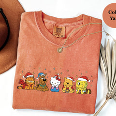 Christmas Cartoon Friends T-Shirt, Cute Holiday Characters Tee, Funny Xmas Graphic Shirt, Cozy Unisex Gift